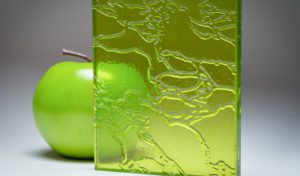 A feature image of the retro green custom laminated glass RN-8259, crafted by Archetype Glass for the Q2 2022 QSP