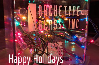 The 2022 Archetype Glass Holiday image, featuring our materials library sample box