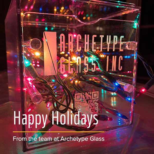 The 2022 Archetype Glass Holiday image, featuring our materials library sample box