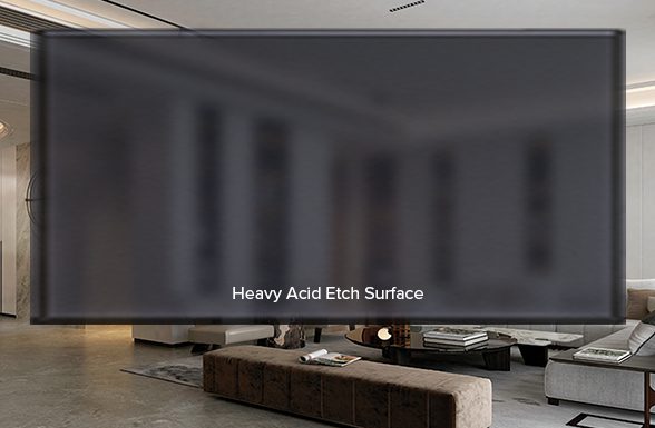 A banner of a rendering of the heavy acid surface etched custom laminated glass by Archetype Glass, part of the 2023 First Quarter Collection.