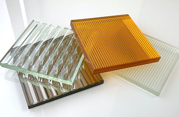 The custom laminated fluted glass and custom laminated ribbed glass from the Archetype Glass Quarterly Subscription Program's 2023 Second Quarter Collection