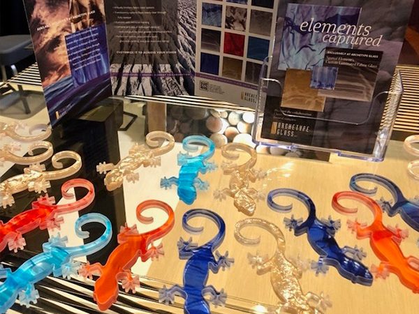 Custom waterjet cut laminated glass from Archetype Glass at the 2023 B'More Design Expo
